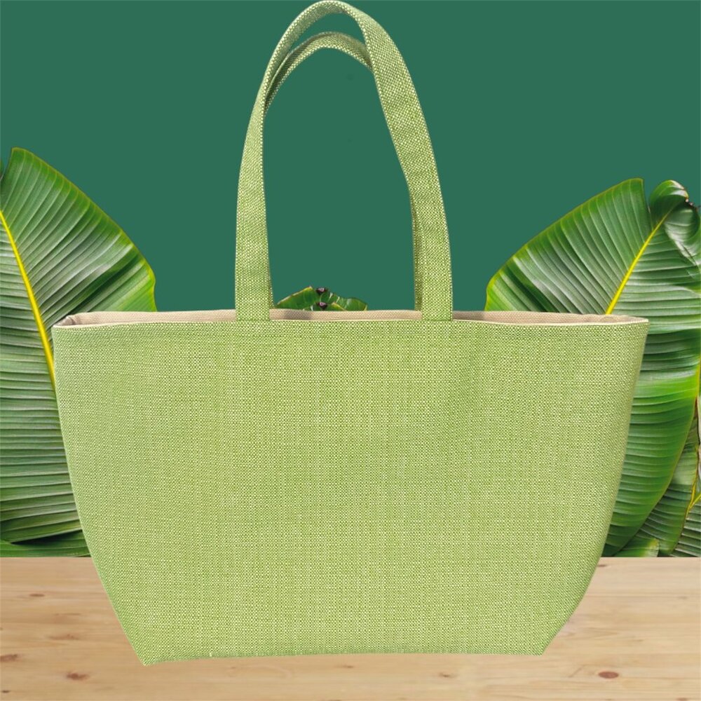 Trendy versatile Lime Green Tote bag, Beige lining. Reversible. Handmade, Large